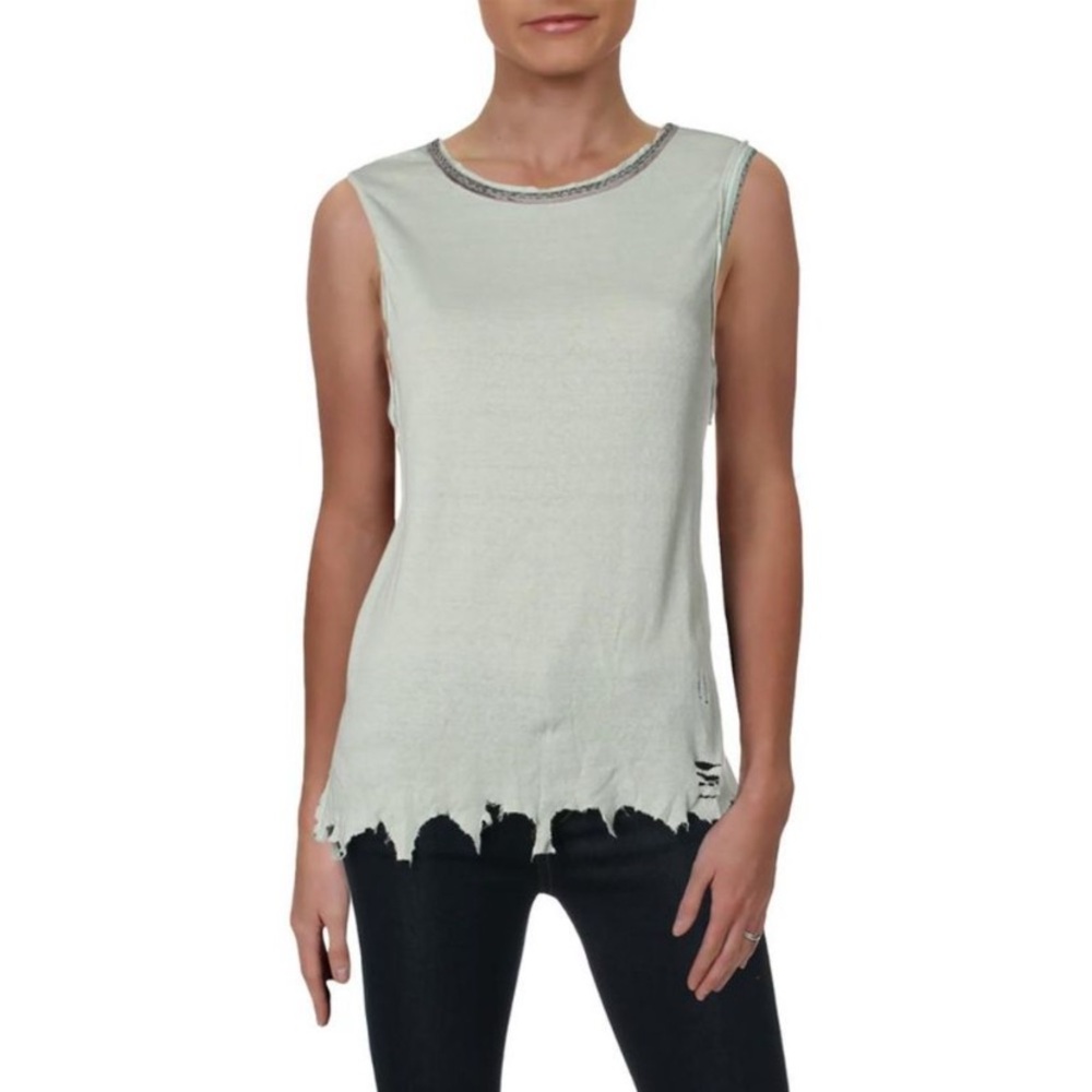 ⭐️ Free People Womens Ringer Green Vintage Boho Muscle Tank Top